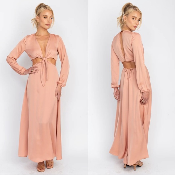RESA Dresses & Skirts - RESA Noelle Two Piece Satin Maxi Dress in Pink Blush